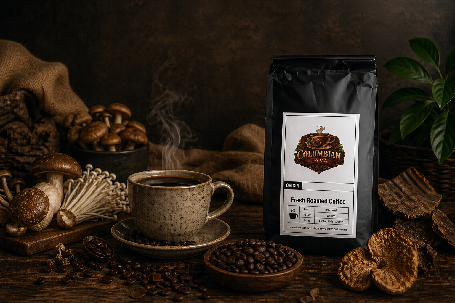 Coffee with Mushrooms Dark Roast